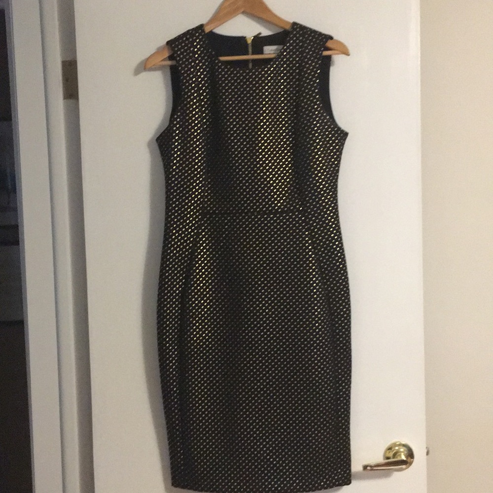 Worn Once Calvin Klein Gold Studded Scuba Dress